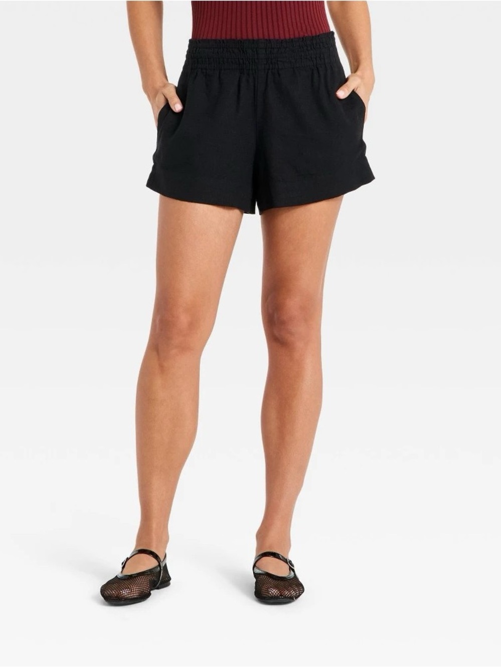a new day Black High-Waist Elastic Pull-On Shorts b208
